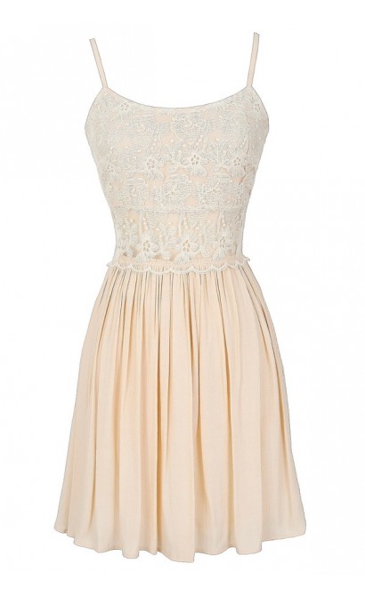 Peace and Love Crochet Floral Lace Dress in Cream